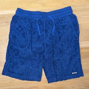 Kith Kids Navy Paisley Terry Shorts